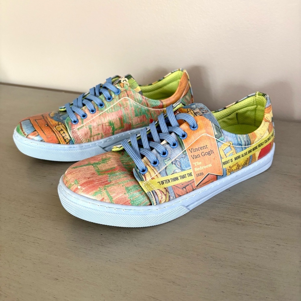DOGO Muse "Van Gogh" Vegan Leather Low Top Lace Up Sneaker Women 37 US 6  NWOT